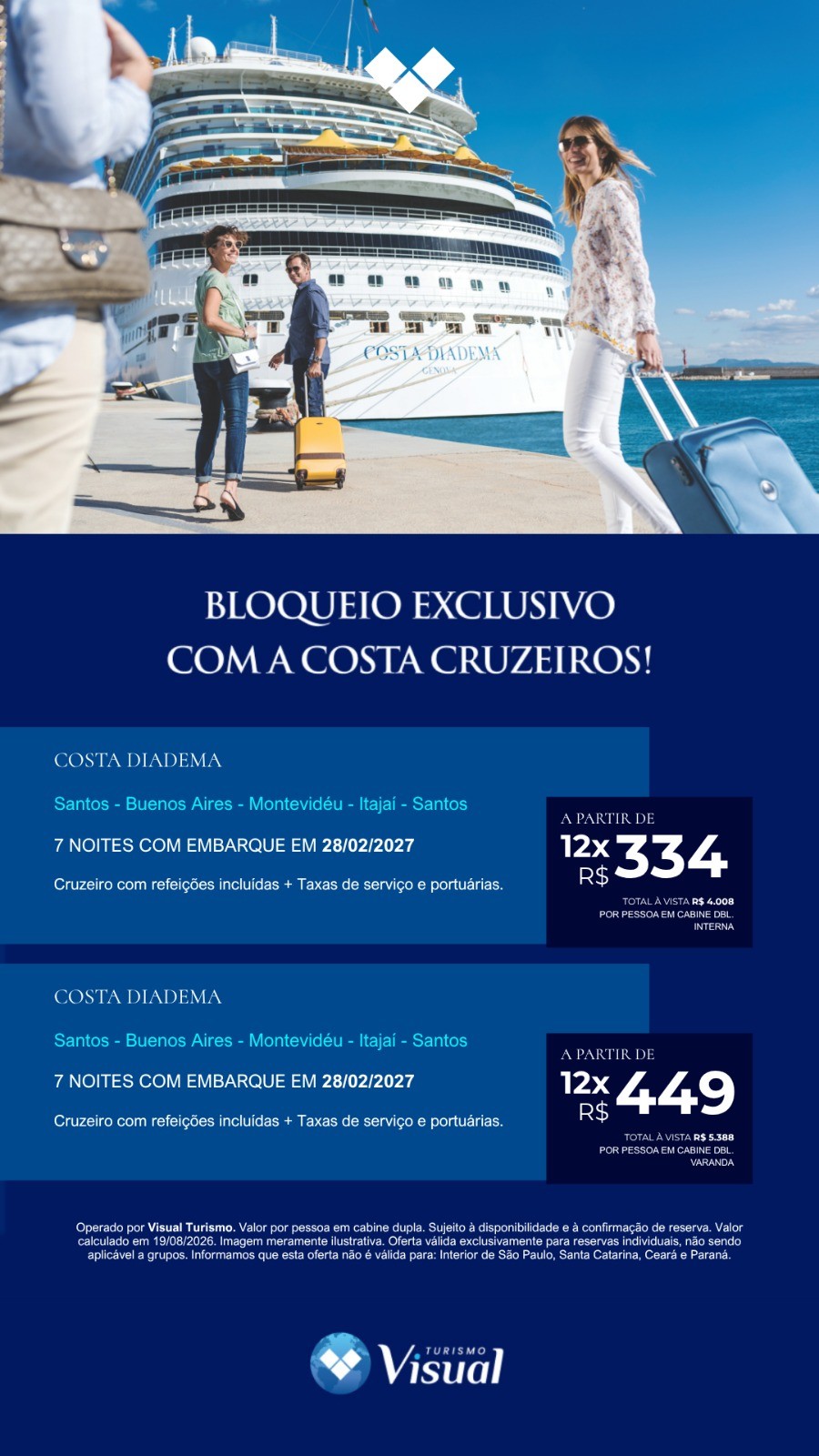 Bloqueio Exclusivo Costa Cruzeiros: Costa Diadema
