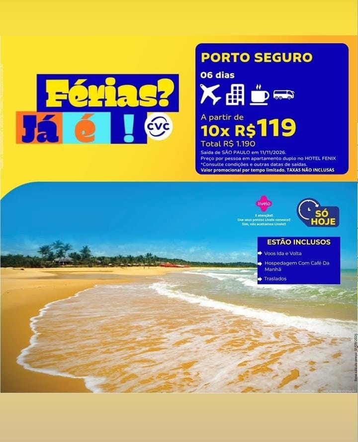 Porto Seguro: Hotel Fenix com aéreo em 6 dias
